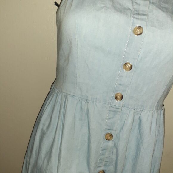 japna Blue cotton denim sundress summer mini dress button down front small xs s - Picture 5 of 9